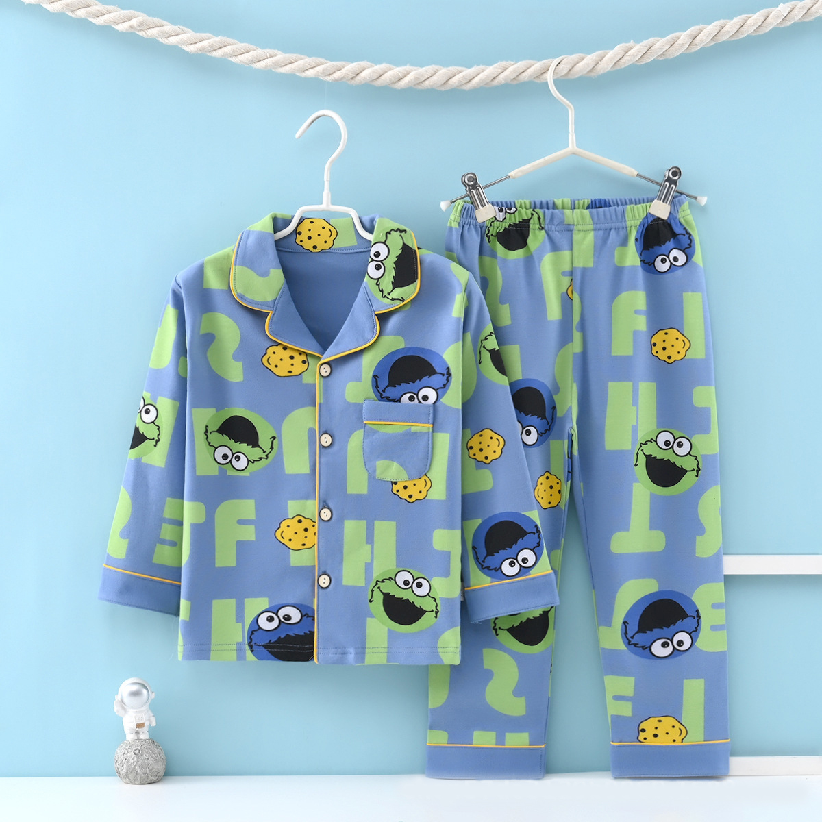 PJ006 Long Sleeves Turn-down Collar Kids Pajamas