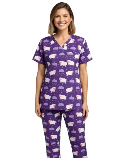 Printed Nurse Scrubs Shirt and Pant