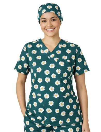 Printed Nurse Scrubs with Nurse Cap